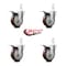 Service Caster 4 Inch Maroon Poly Wheel Swivel 7/8 Inch Square Stem Caster Set Total Lock Brake SCC-SQTTL20S414-PPUB-MRN-78-4 - alternate 4
